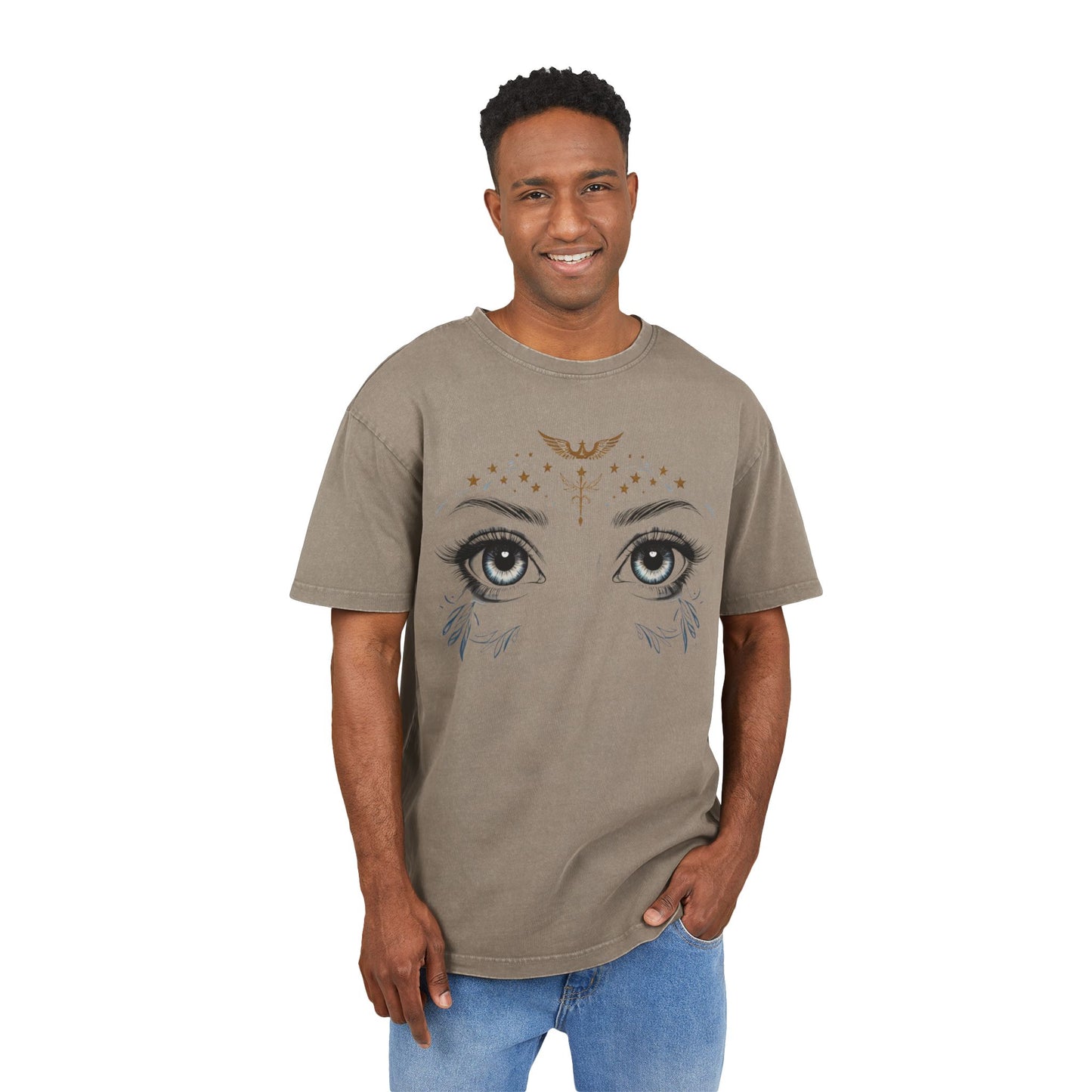 Angel Eyes Oversized Acid Wash T-Shirt