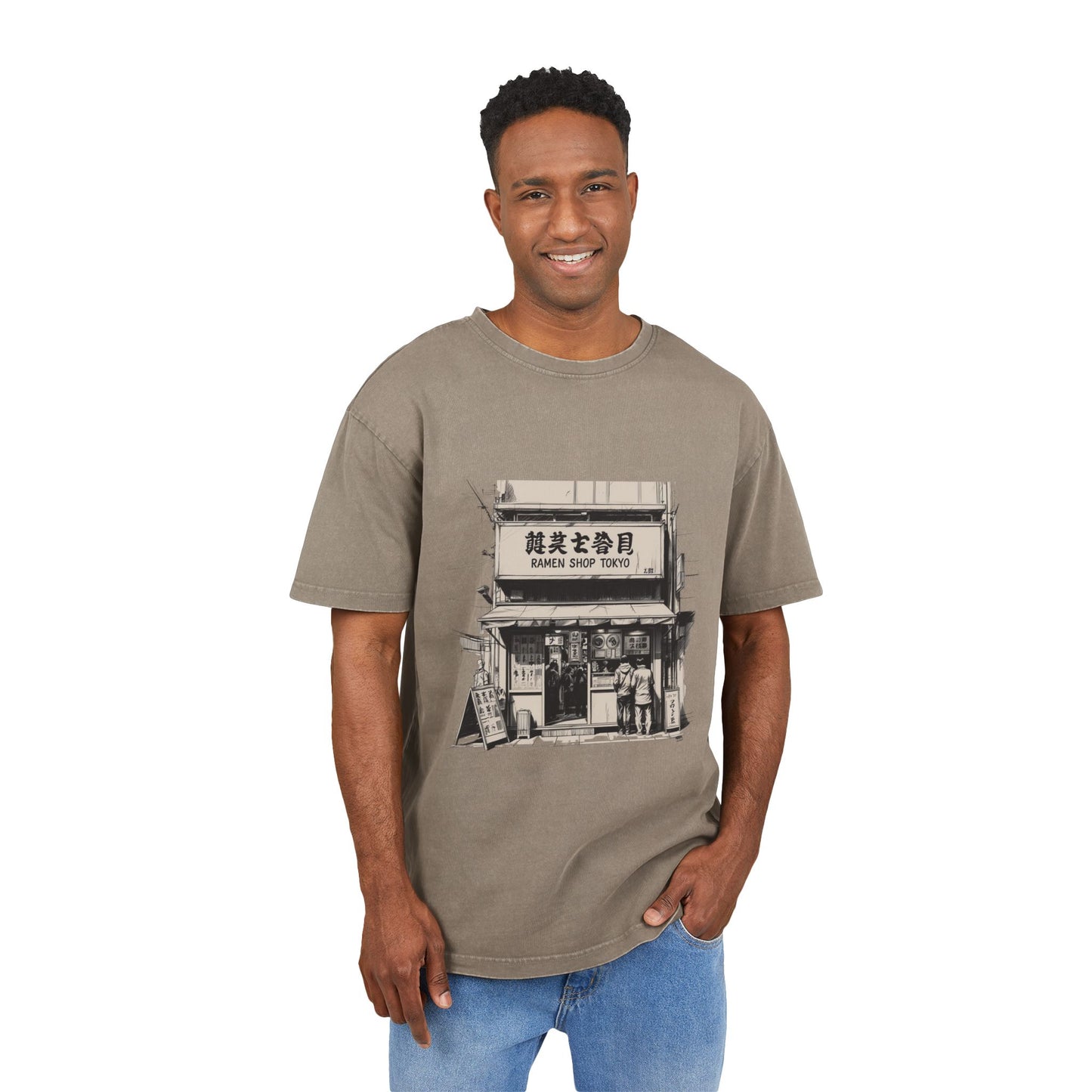 Ramen Shop Oversized Acid Wash T-Shirt