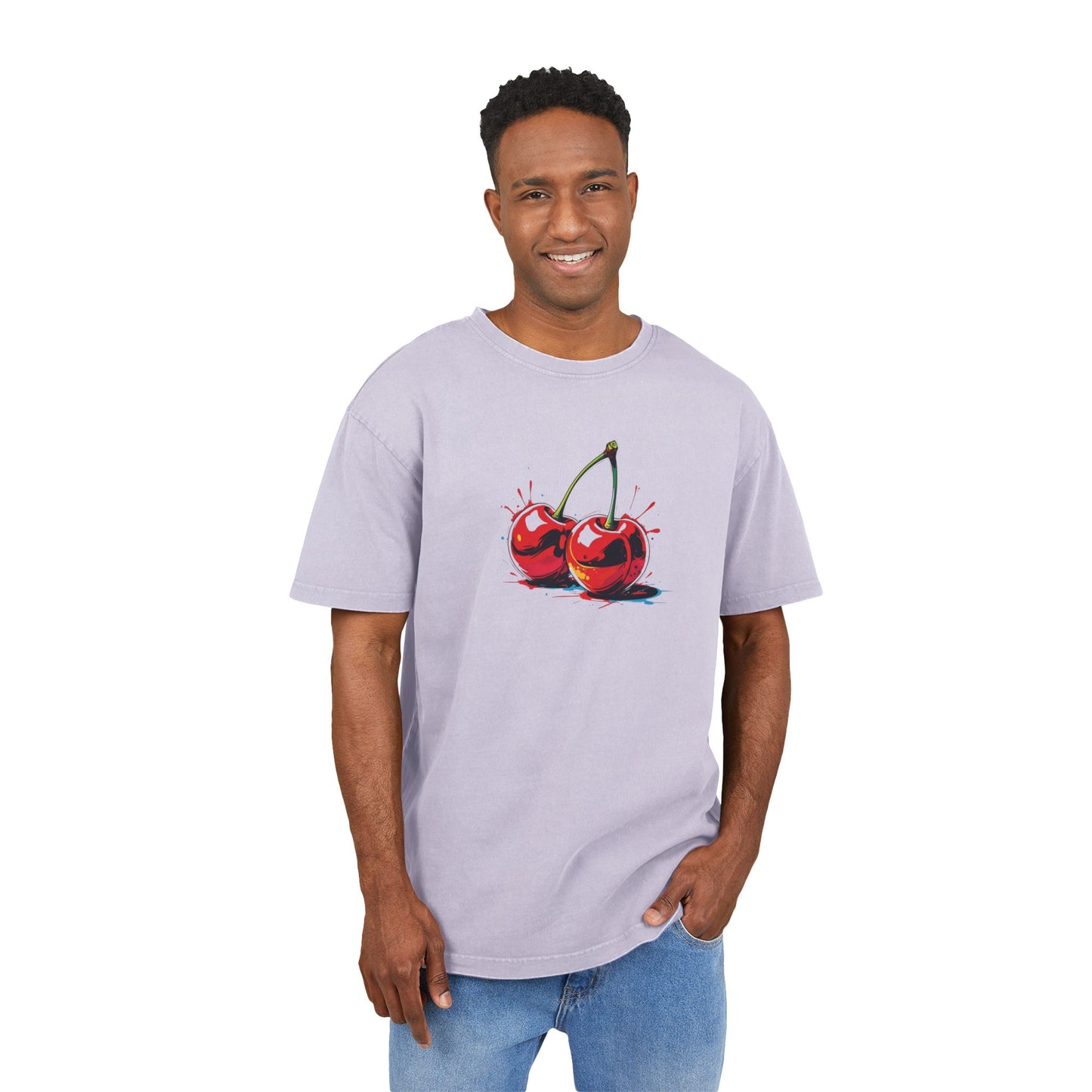 Cherry Oversized Acid Washed Graphic T-Shirt