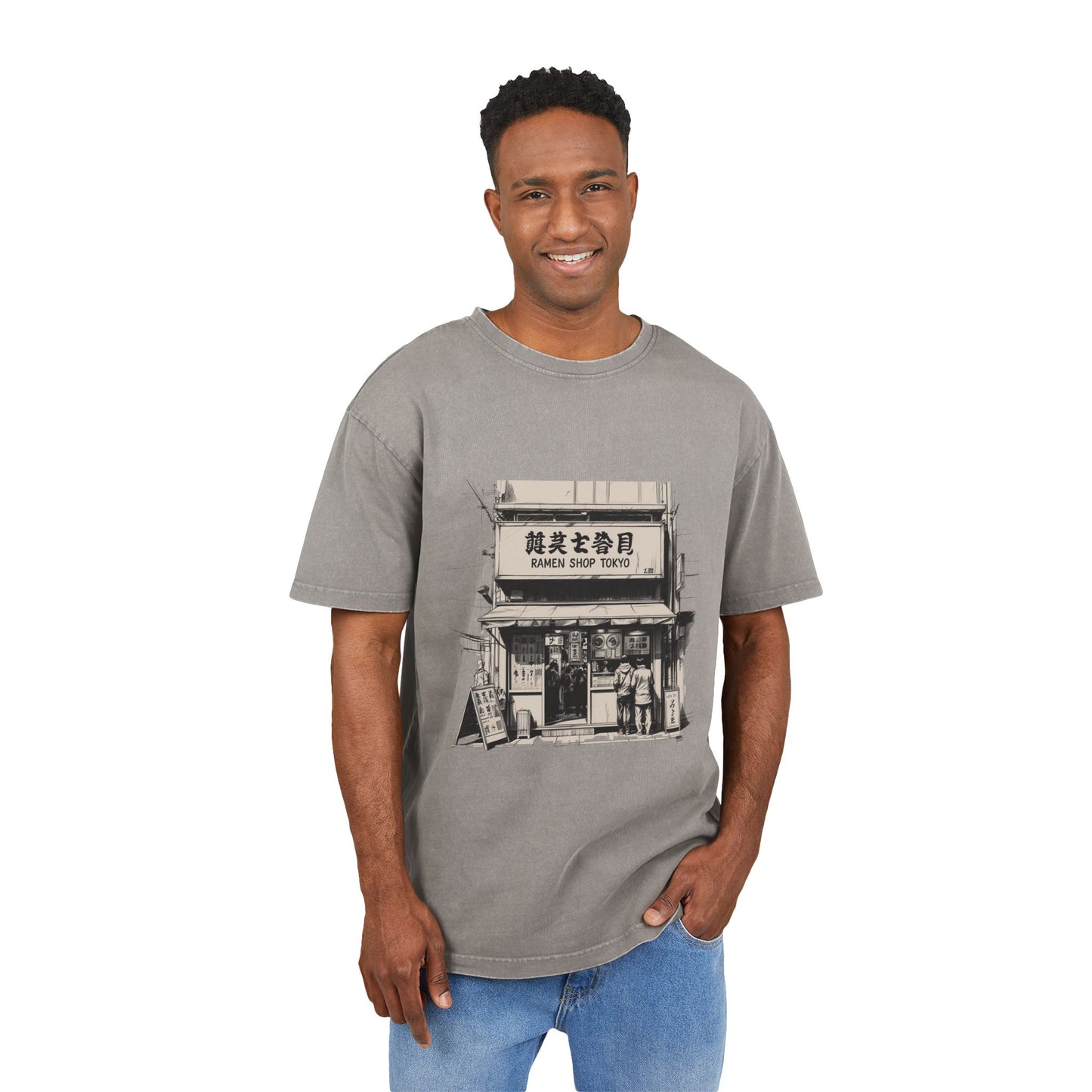 Ramen Shop Oversized Acid Wash T-Shirt