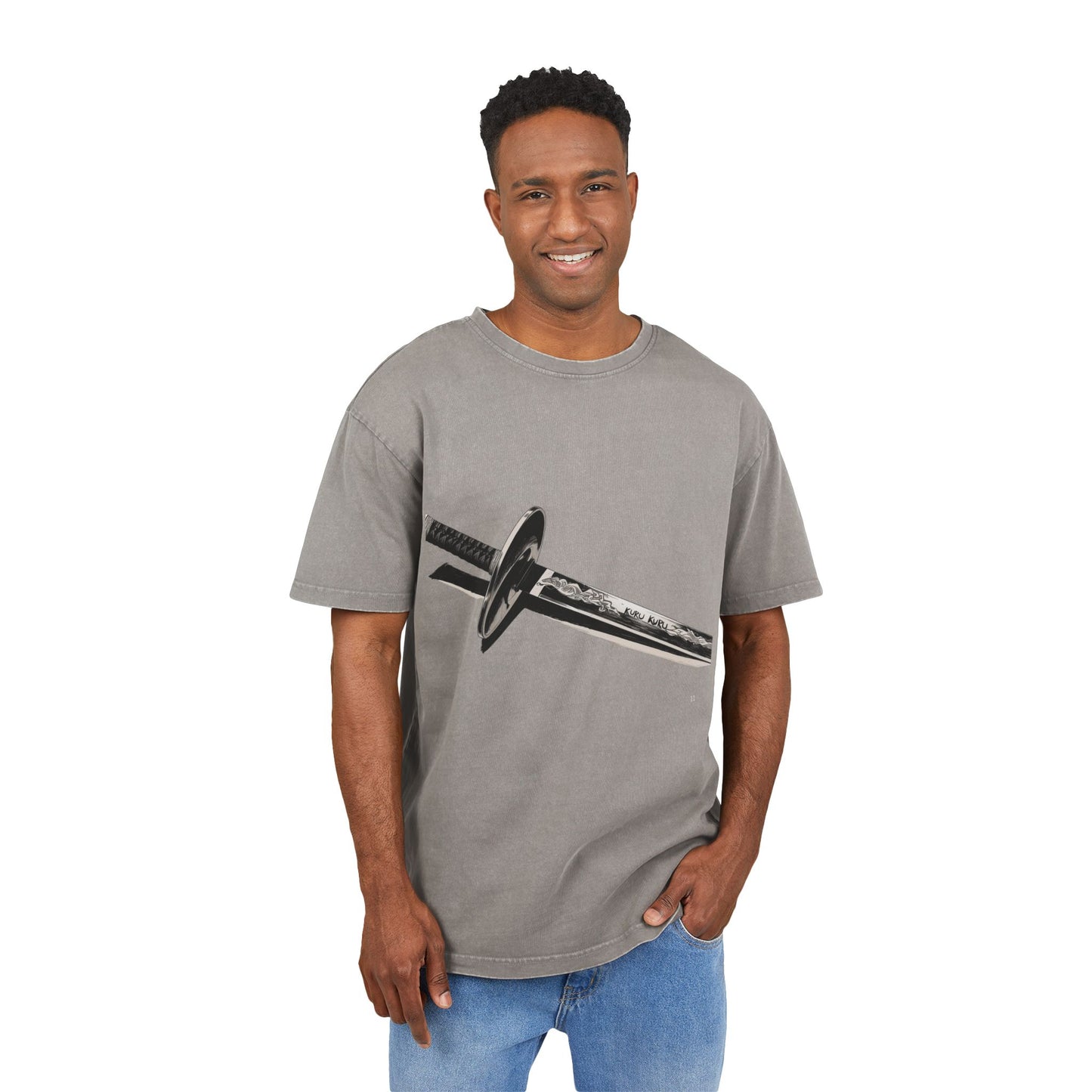 Kuru Kuru Katana Oversized Acid Washed T-Shirt