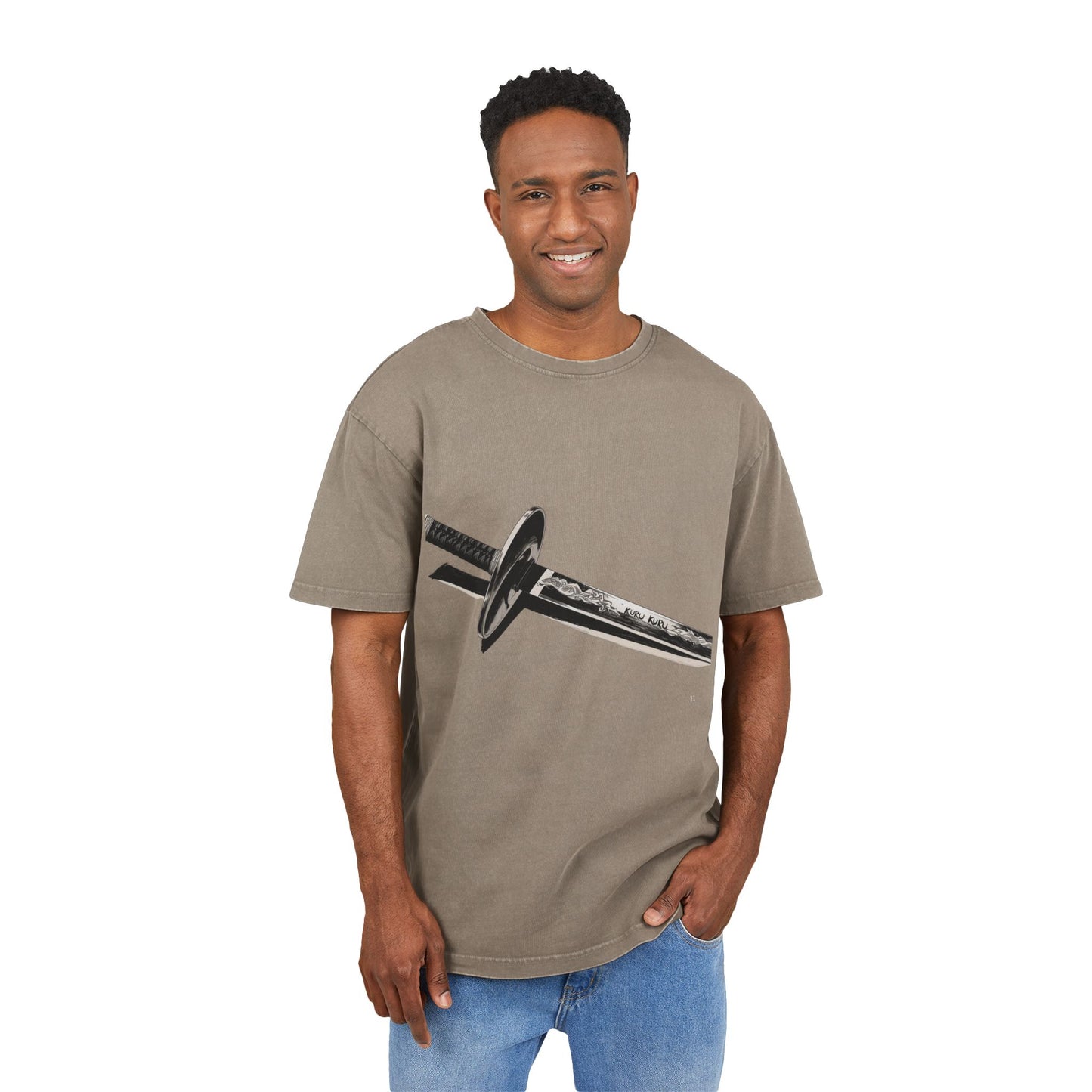 Kuru Kuru Katana Oversized Acid Washed T-Shirt
