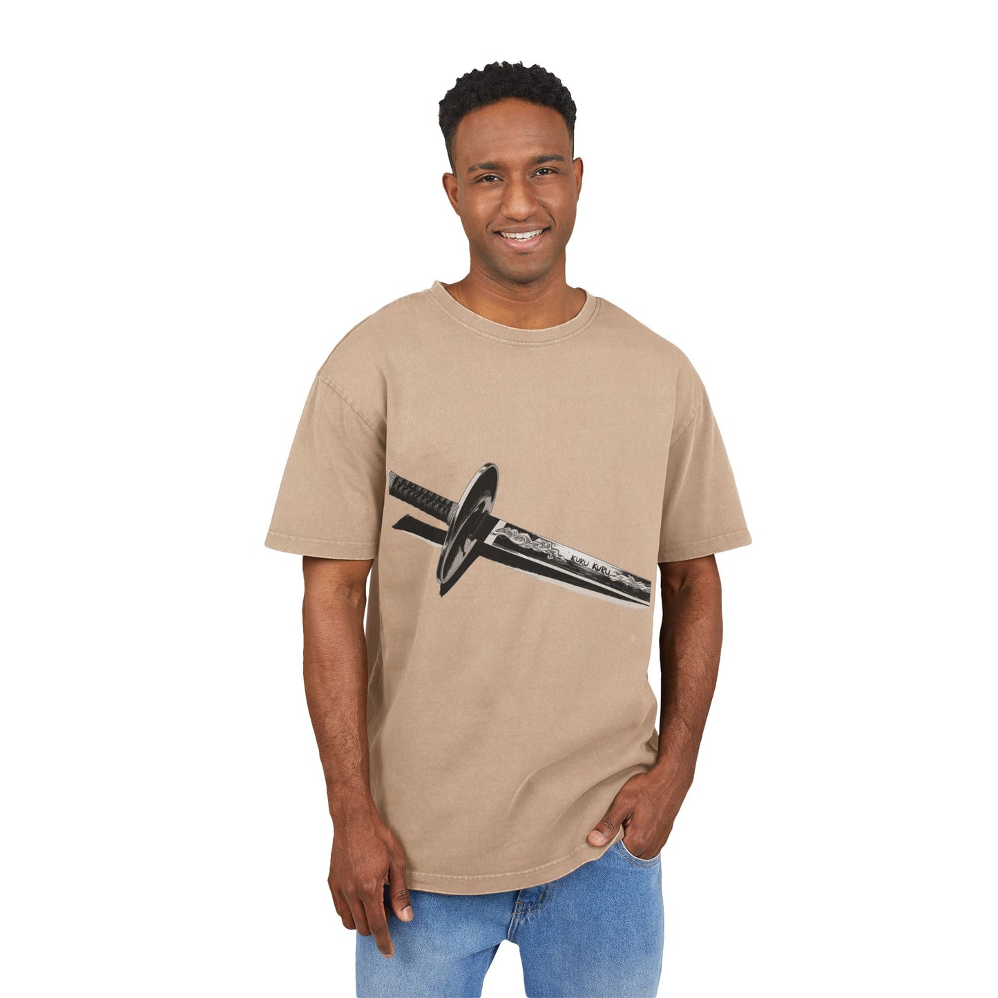 Kuru Kuru Katana Oversized Acid Washed T-Shirt