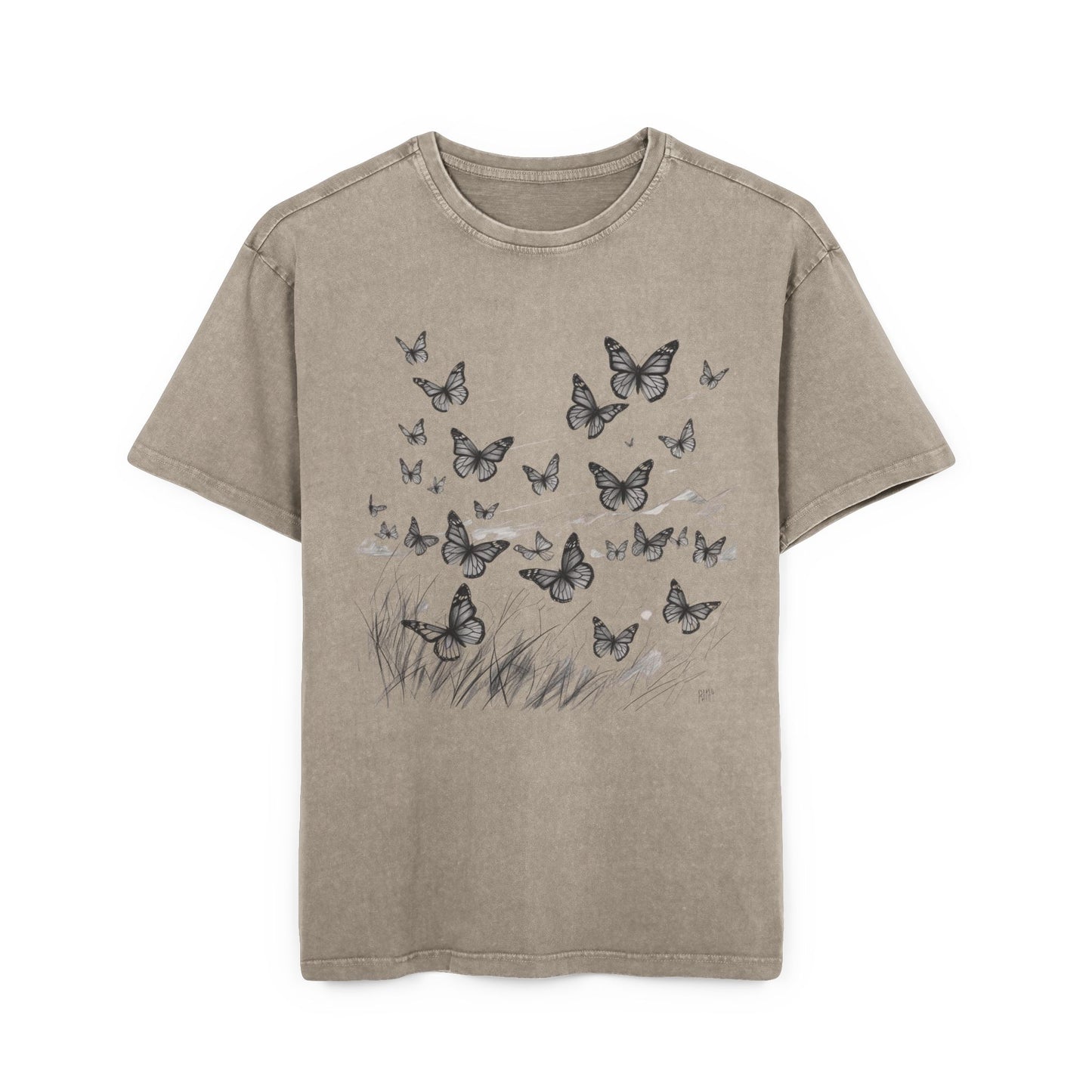Butterflies Oversized Acid Washed T-Shirt