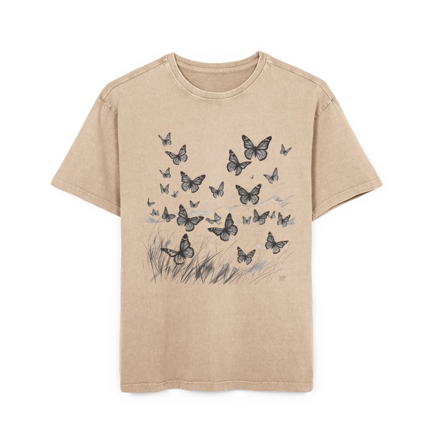 Butterflies Oversized Acid Washed T-Shirt