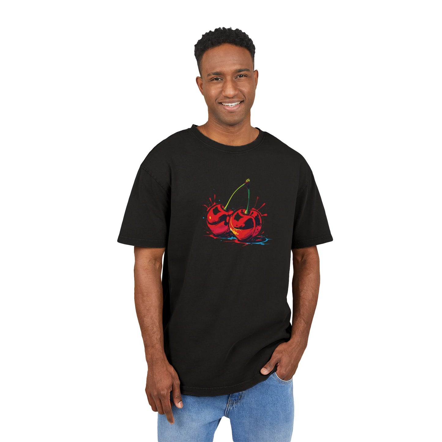 Cherry Oversized Acid Washed Graphic T-Shirt