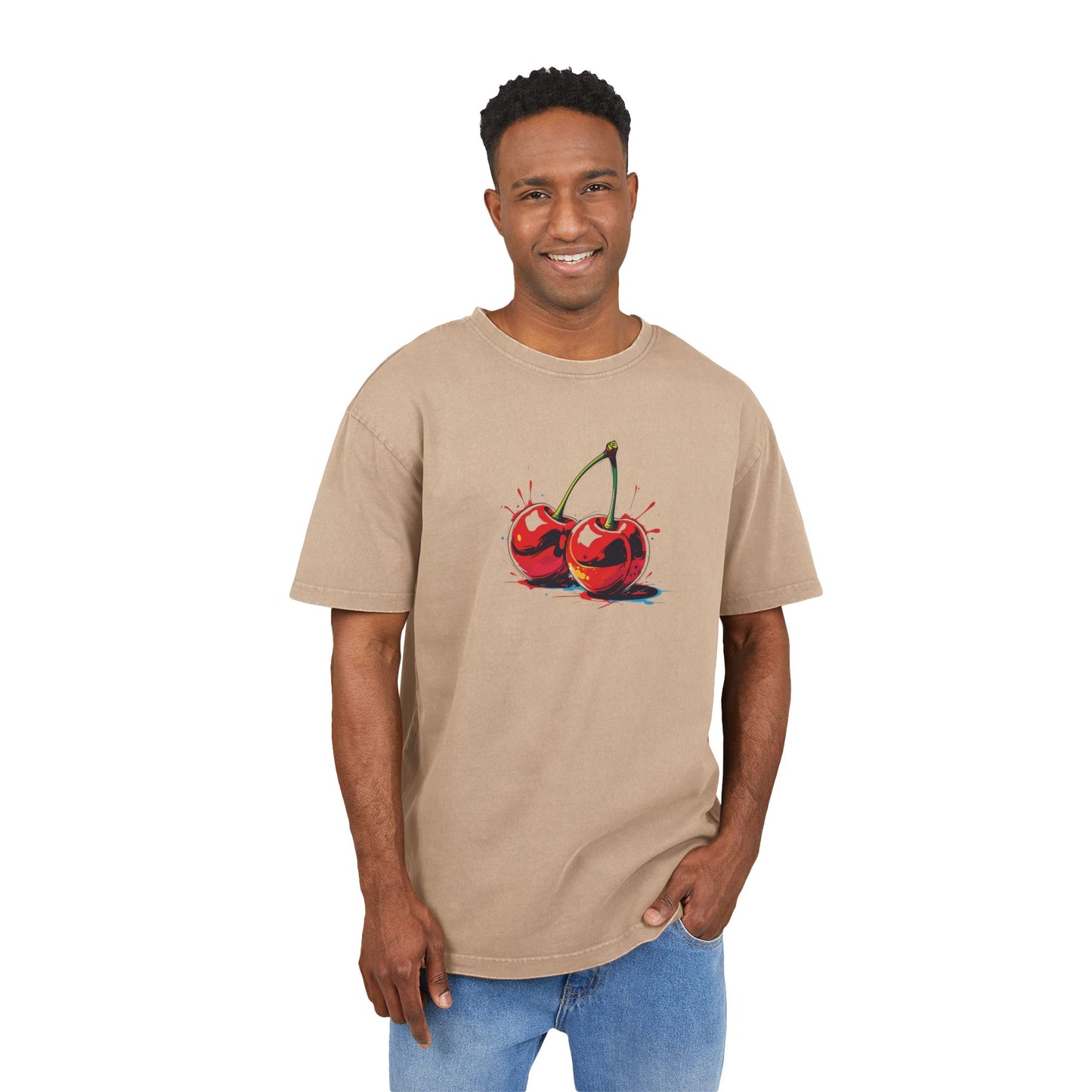 Cherry Oversized Acid Washed Graphic T-Shirt