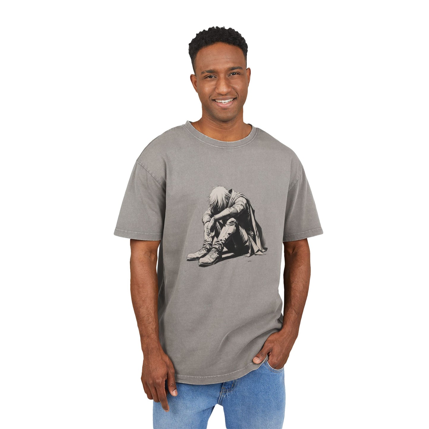 Defeated Man Oversized Acid Washed T-Shirt