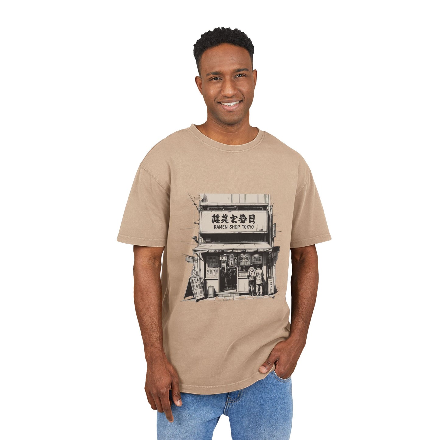 Ramen Shop Oversized Acid Wash T-Shirt