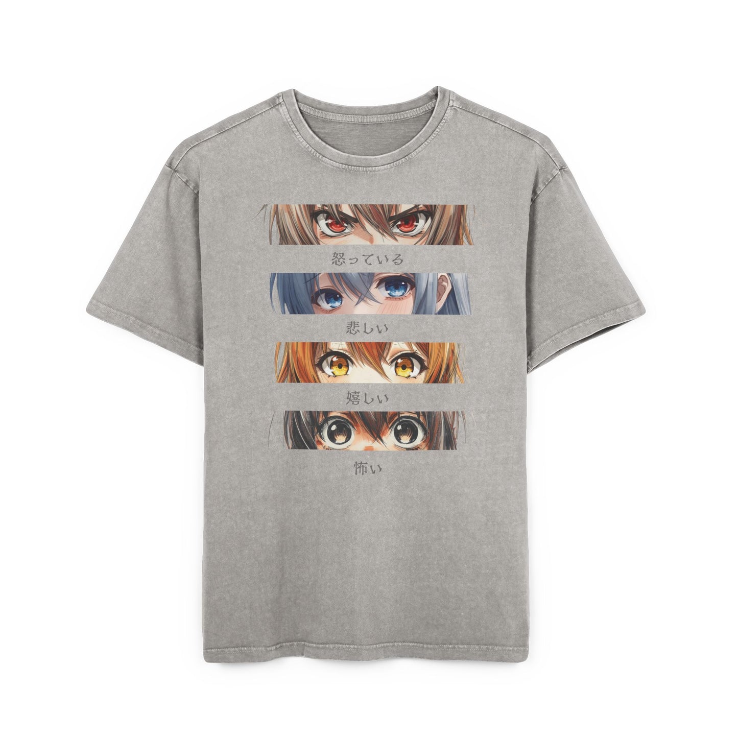 Angry/Sad/Happy/Scared Eyes Oversized Acid Washed T-Shirt