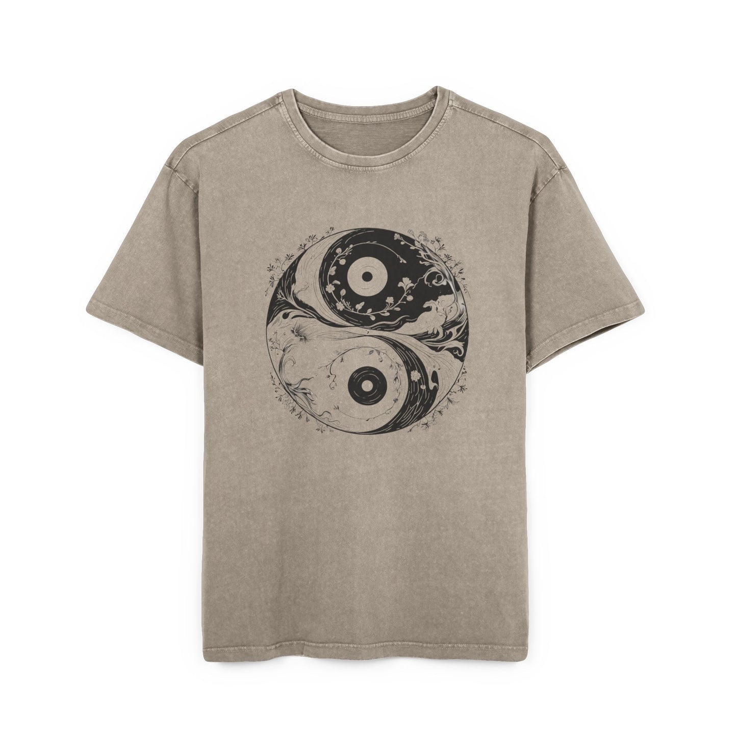 Yin and Yang Oversized Acid Washed T-Shirt
