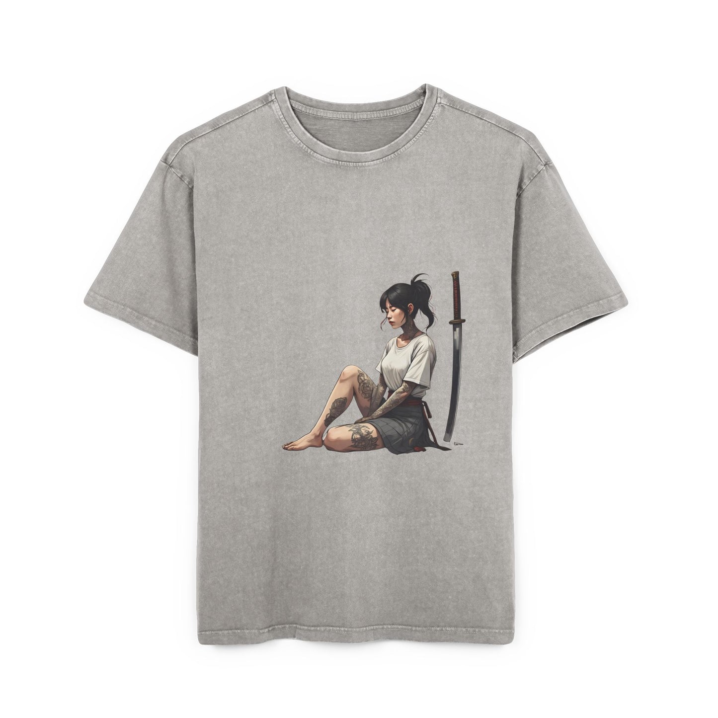 Resting Female Samurai Acid Washed Oversized T-Shirt