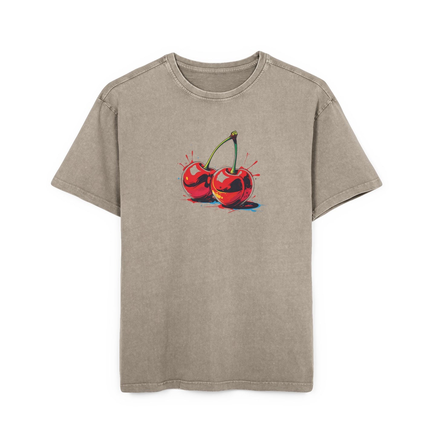 Cherry Oversized Acid Washed Graphic T-Shirt