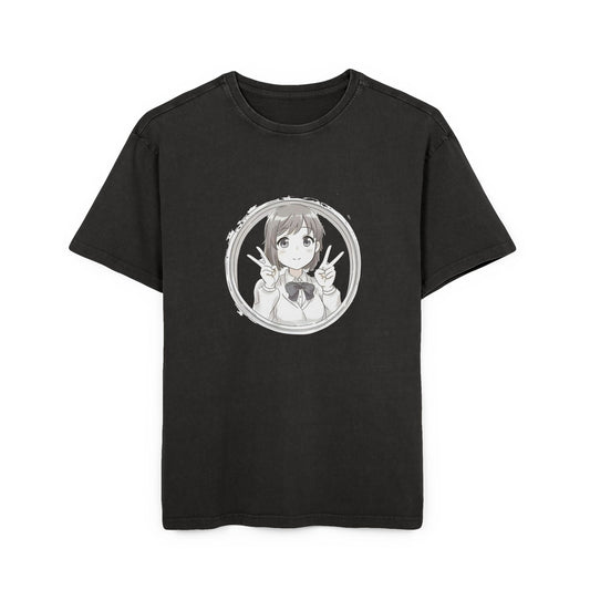 Anime Girl Acid Washed Oversized T-Shirt