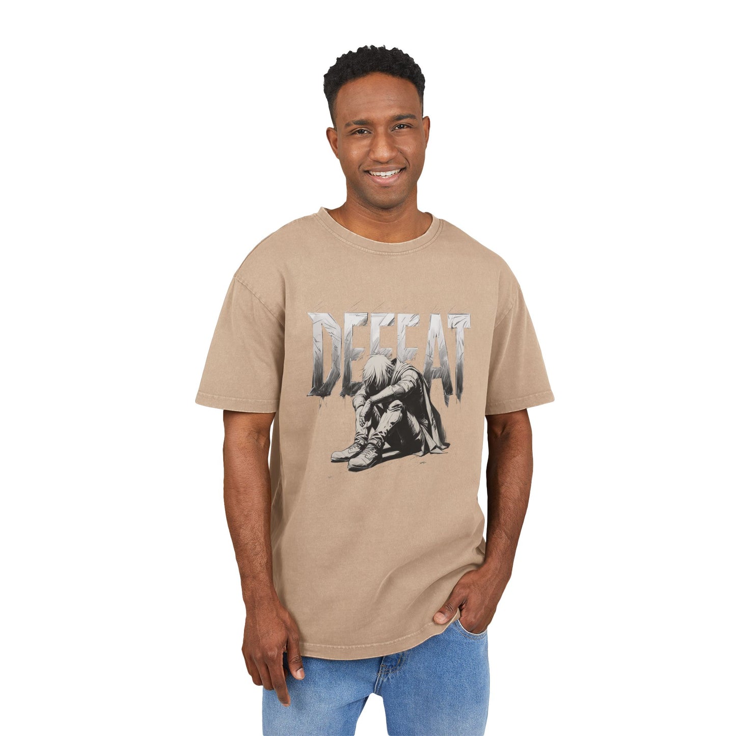 Defeated Man Oversized Acid Washed  T-Shirt