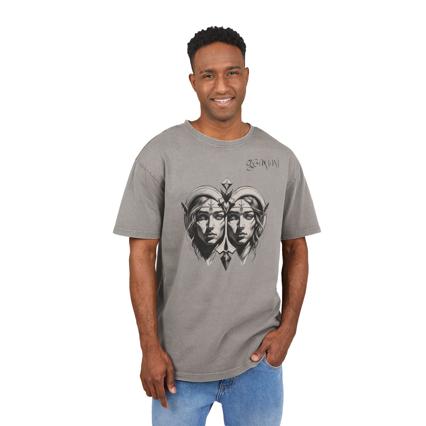 Gemini Oversize Acid Washed T-Shirt