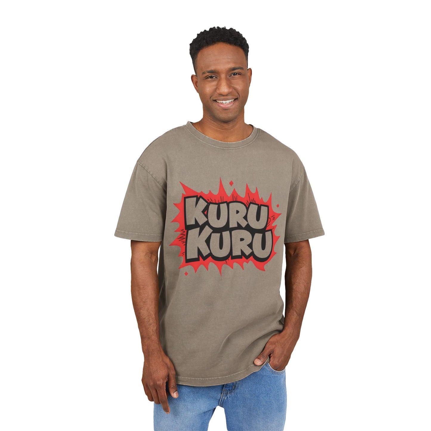 Kuru Kuru Oversized Men's Acid Washed Graphic T-Shirt