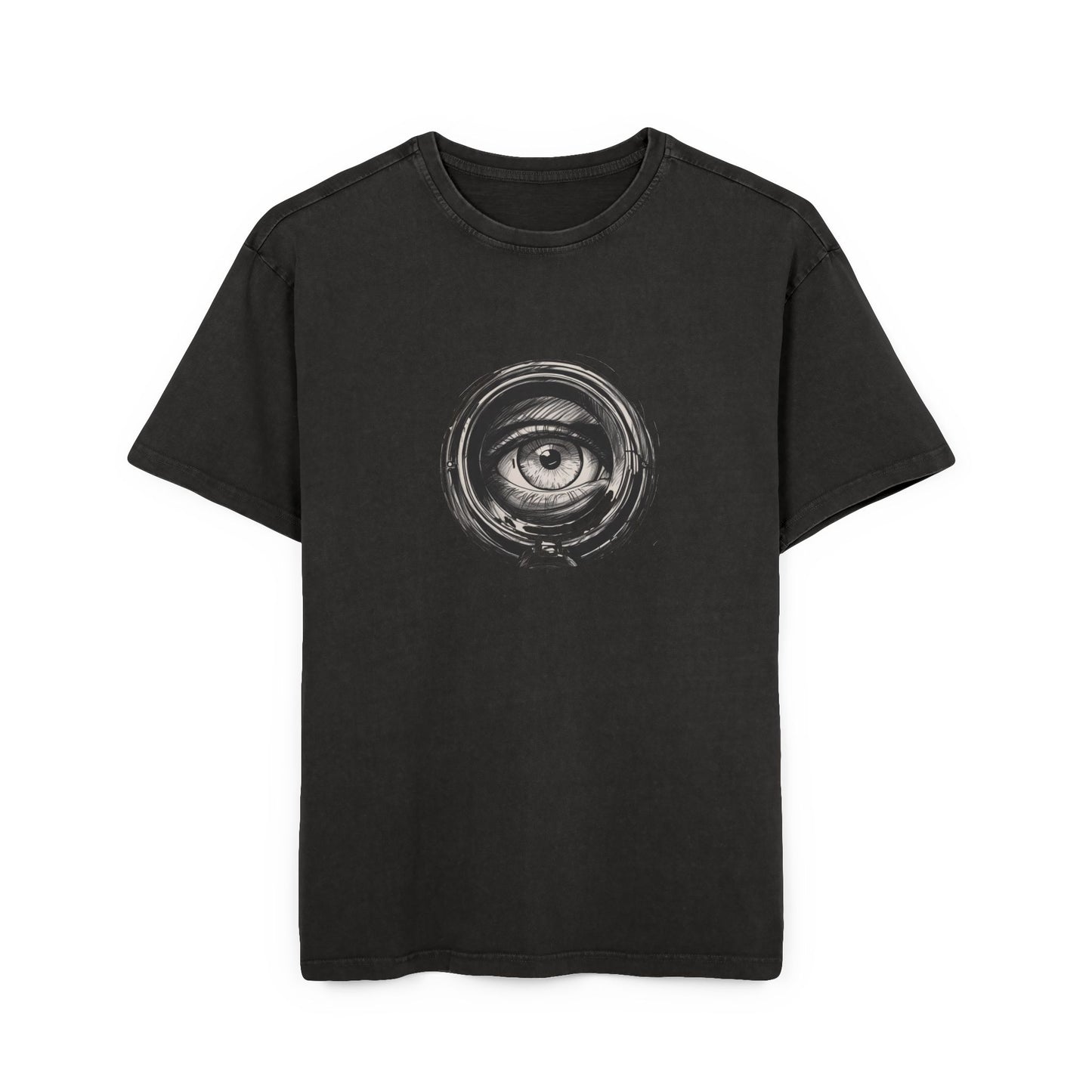 Eye Peak Through Scope Oversized Acid Washed T-Shirt