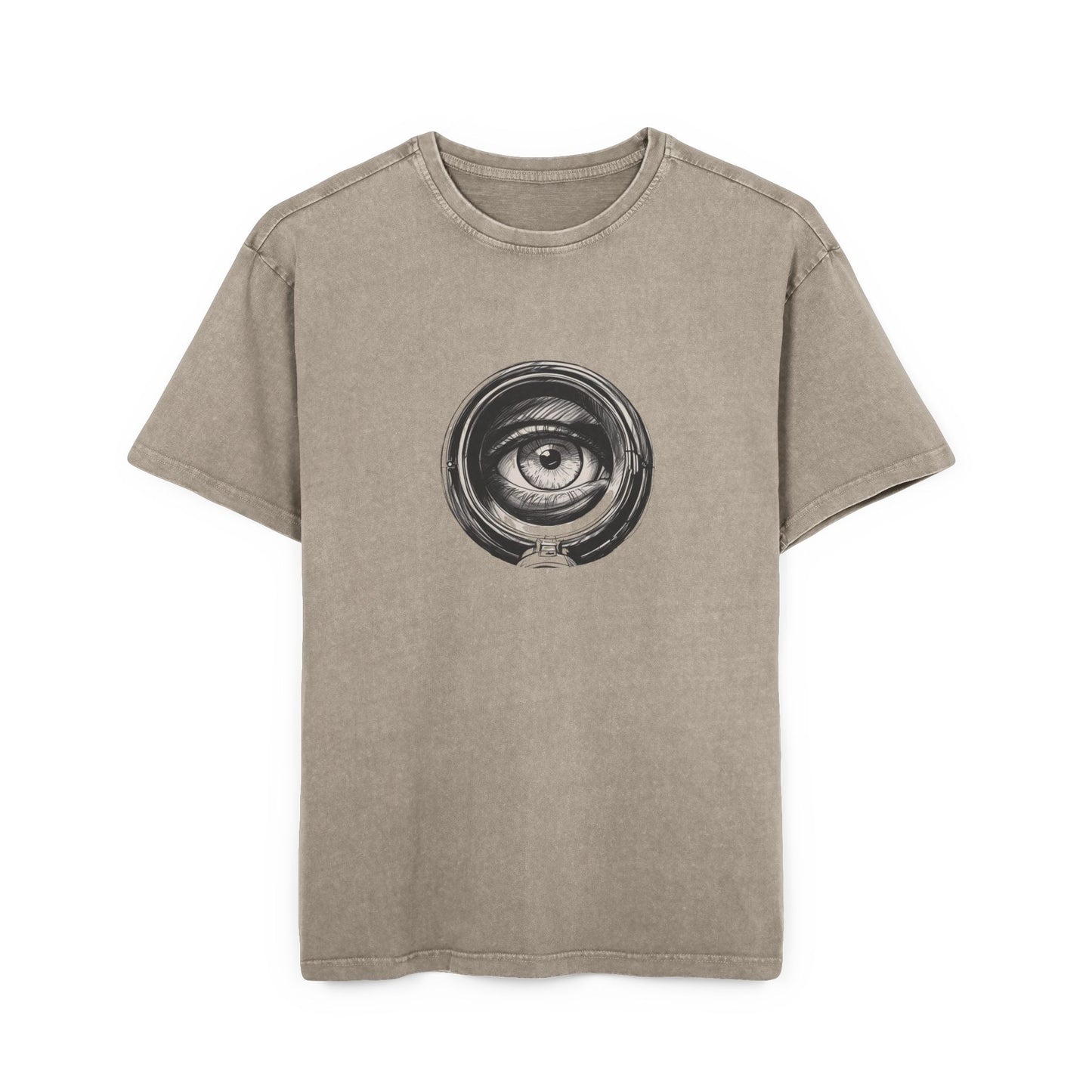 Eye Peak Through Scope Oversized Acid Washed T-Shirt