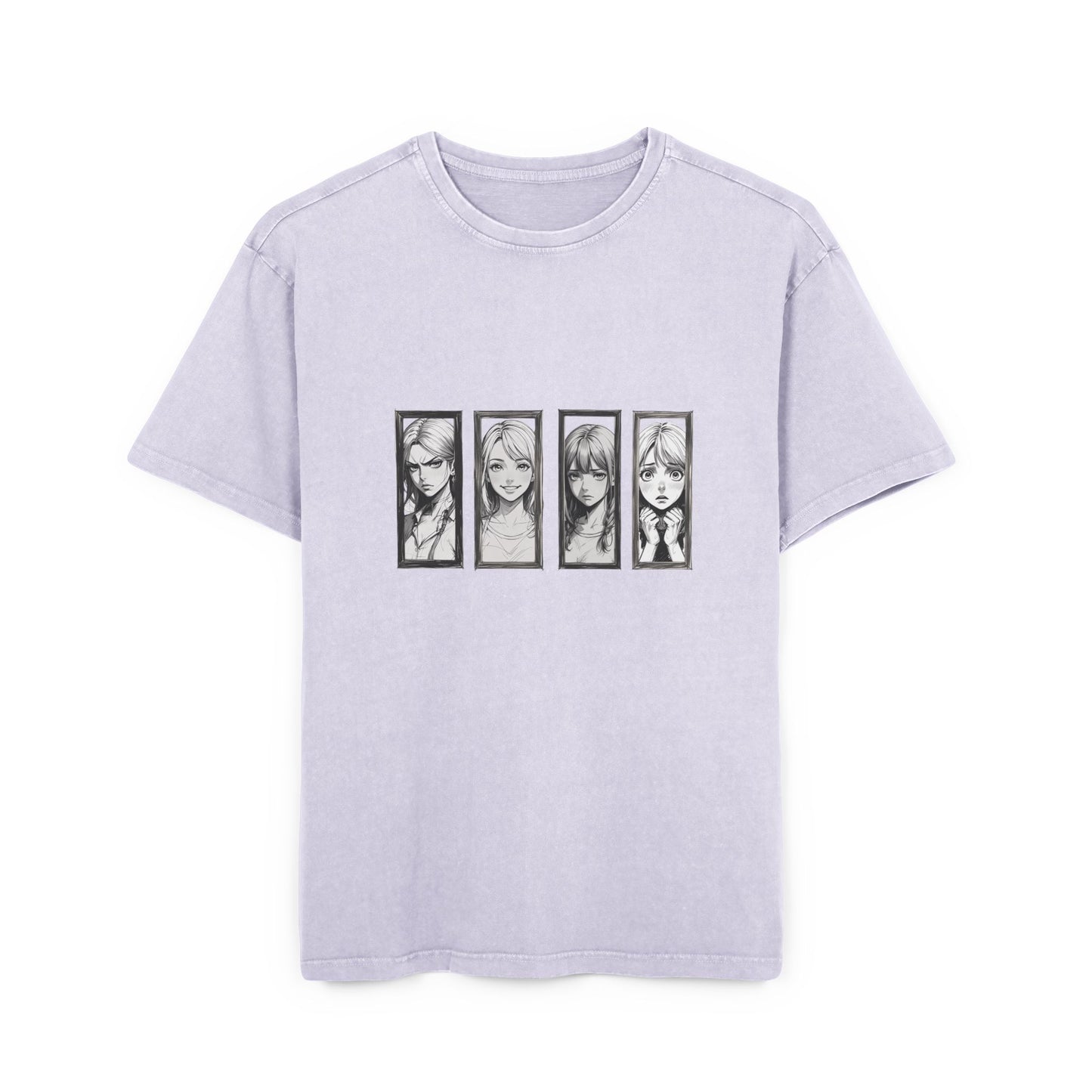 Angry/Happy/Sad/Scared girl Oversized Acid Wash T-Shirt