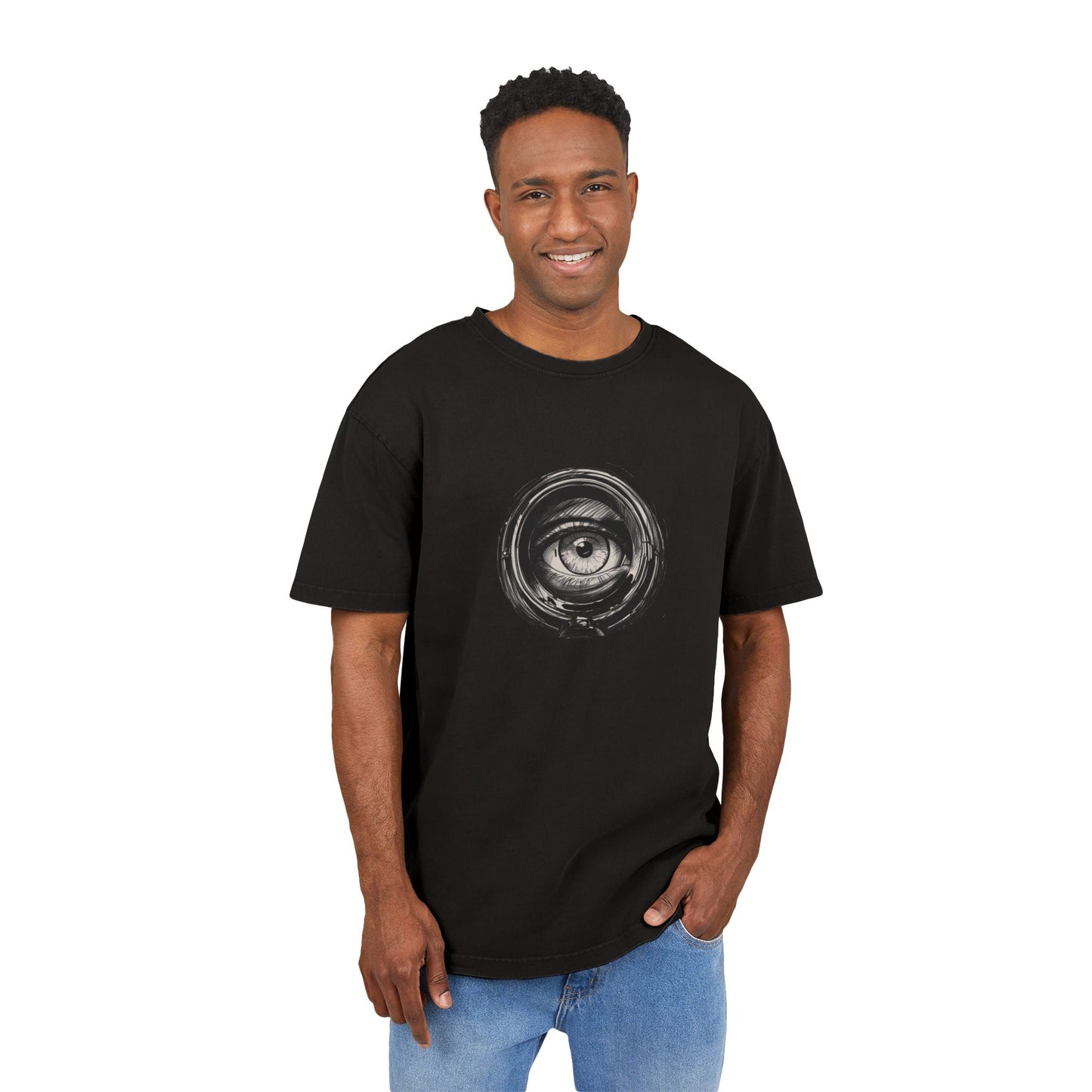 Eye Peak Through Scope Oversized Acid Washed T-Shirt