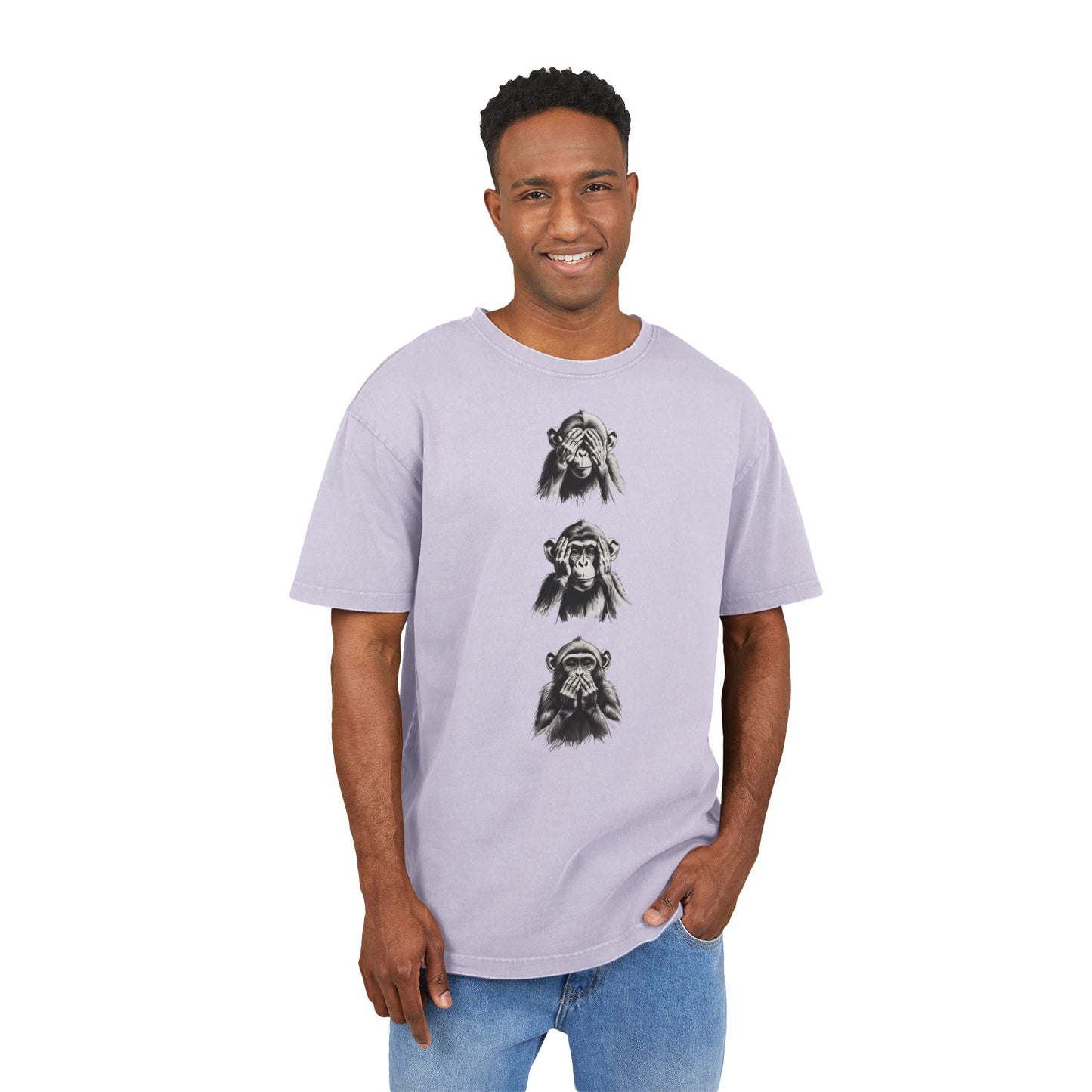 3 Expressions Monkey Oversized Acid Wash T-Shirt