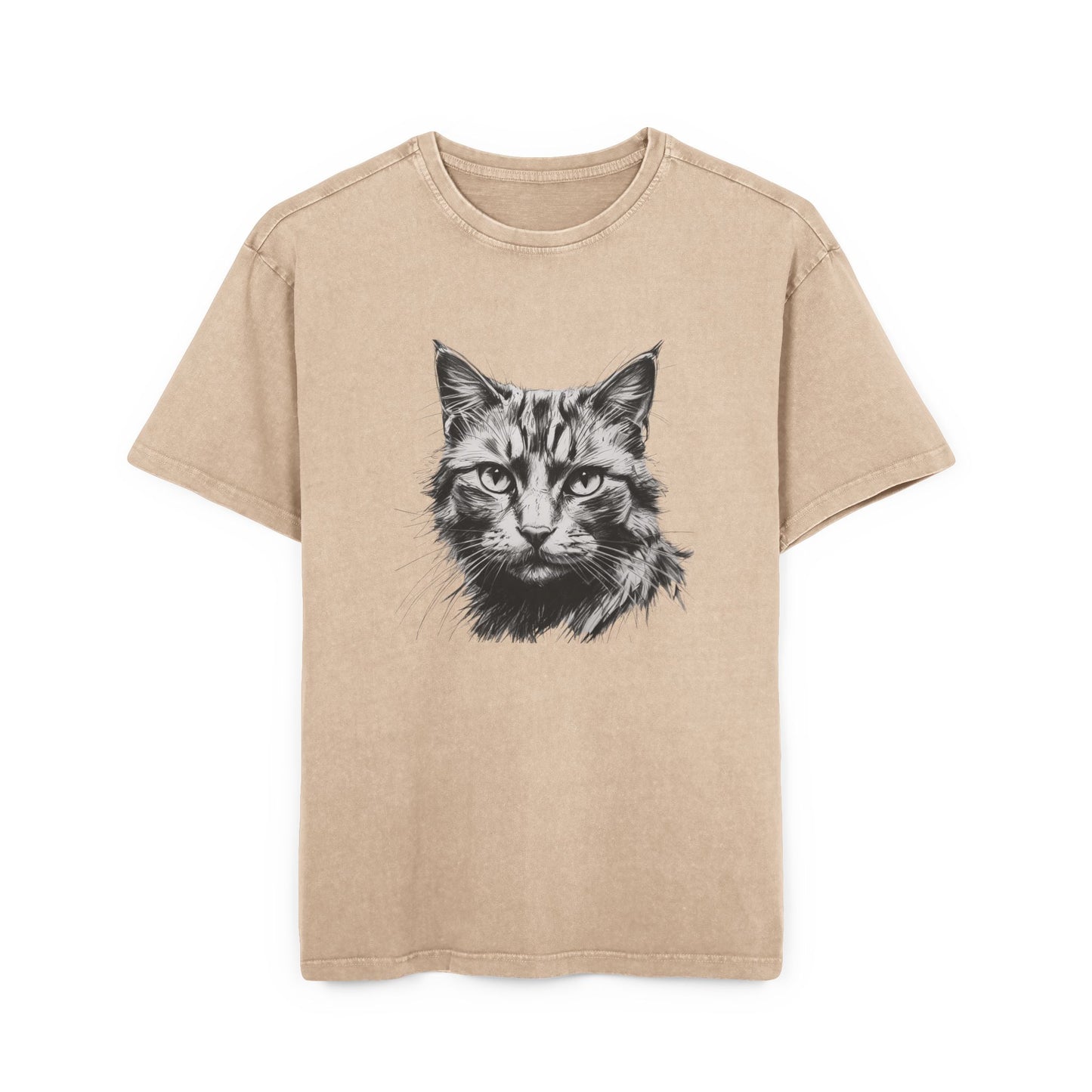Cat's Face Oversized Acid Washed T-Shirt