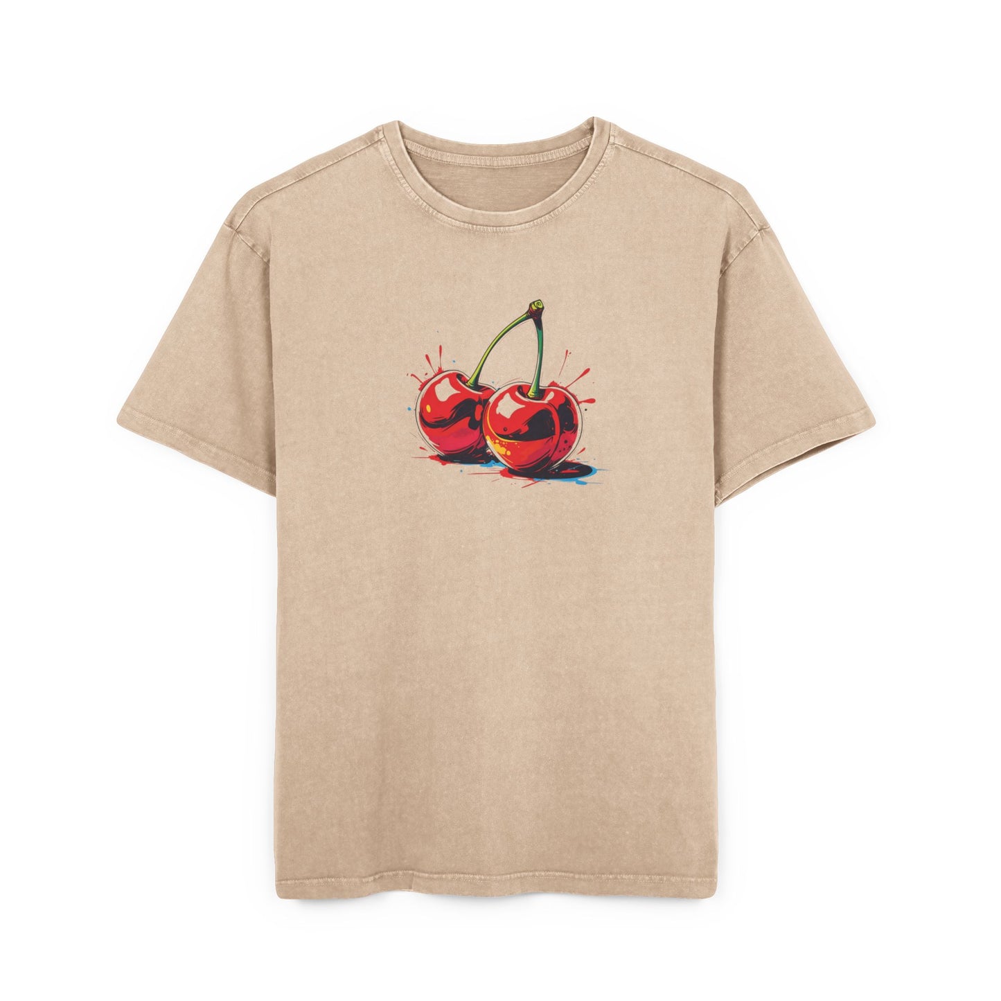 Cherry Oversized Acid Washed Graphic T-Shirt
