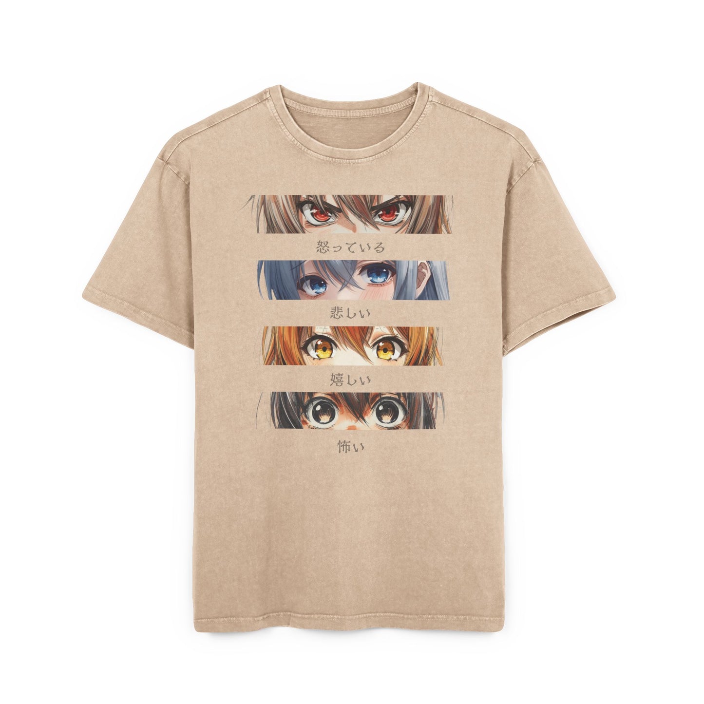 Angry/Sad/Happy/Scared Eyes Oversized Acid Washed T-Shirt