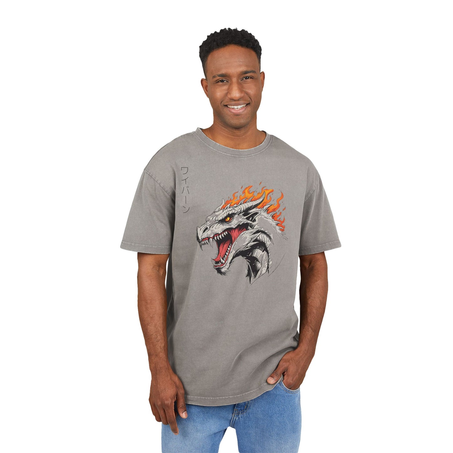 Wyvern Head Oversized Acid Washed T-Shirt