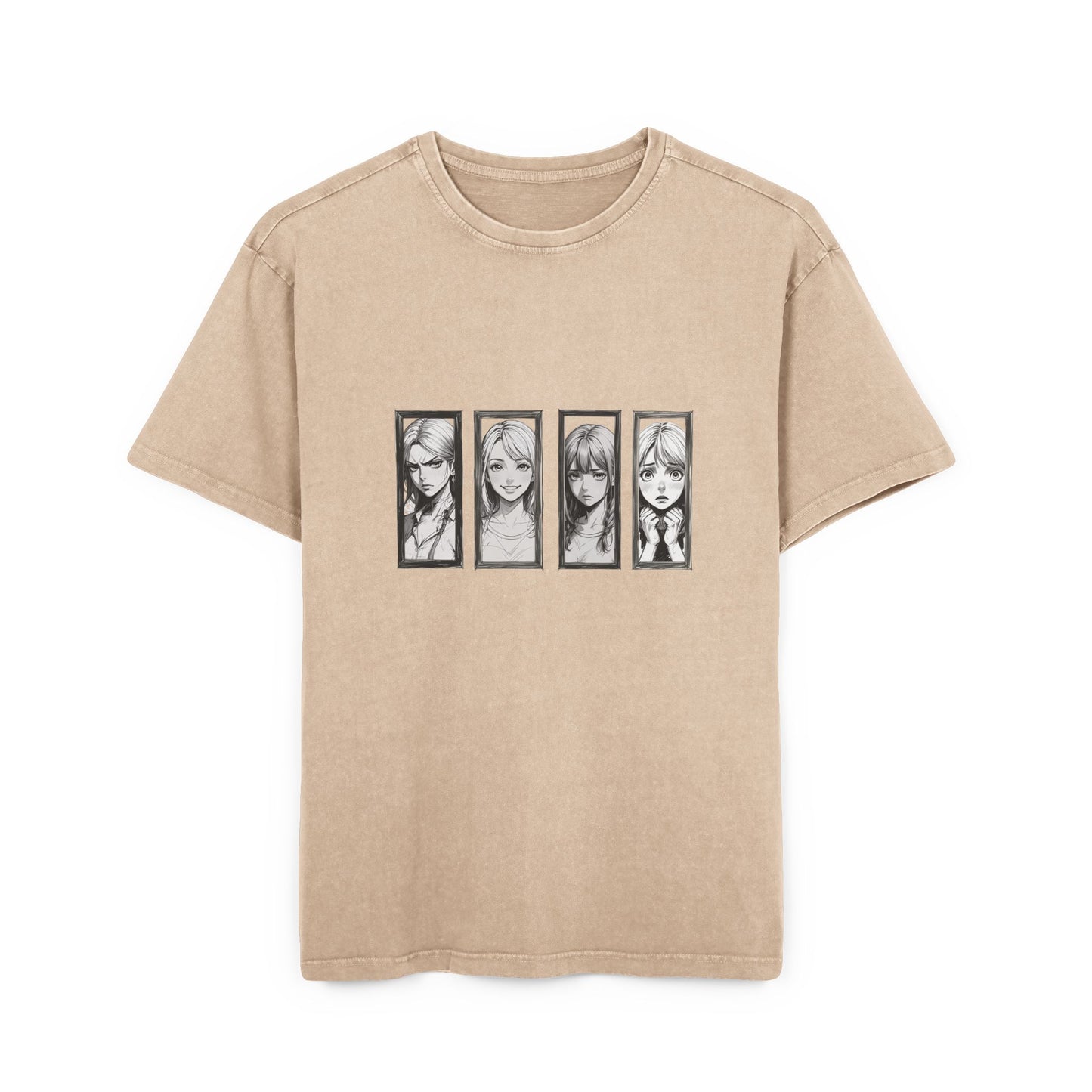 Angry/Happy/Sad/Scared girl Oversized Acid Wash T-Shirt