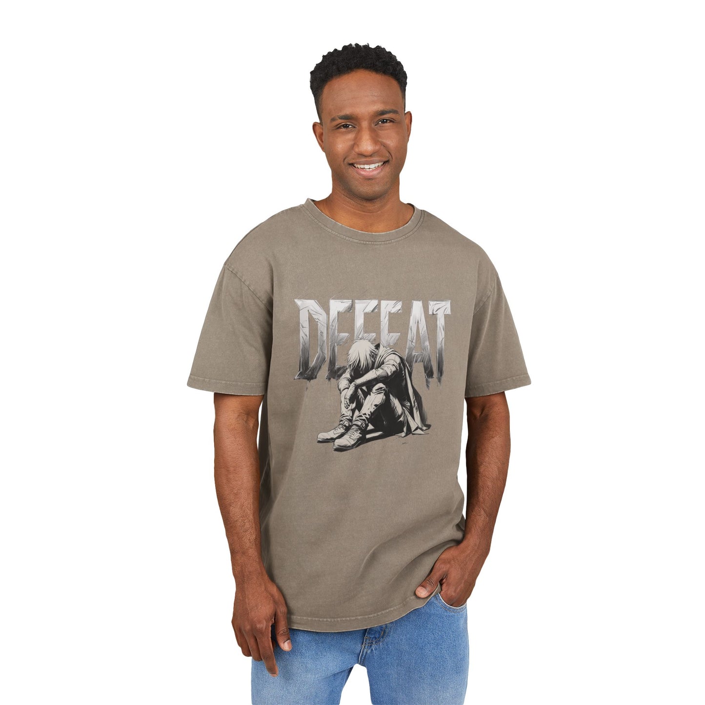 Defeated Man Oversized Acid Washed  T-Shirt