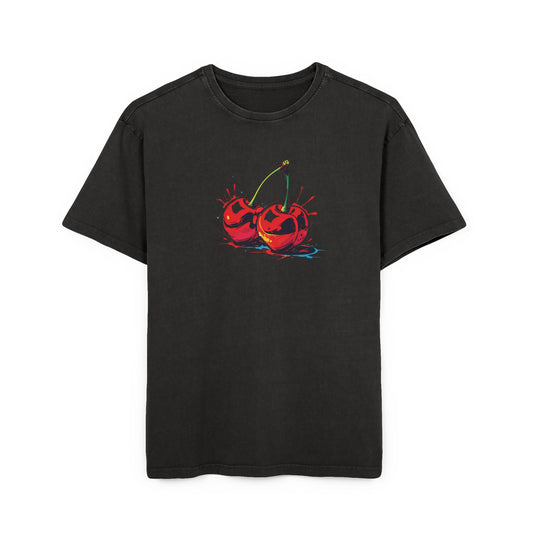Cherry Oversized Acid Washed Graphic T-Shirt