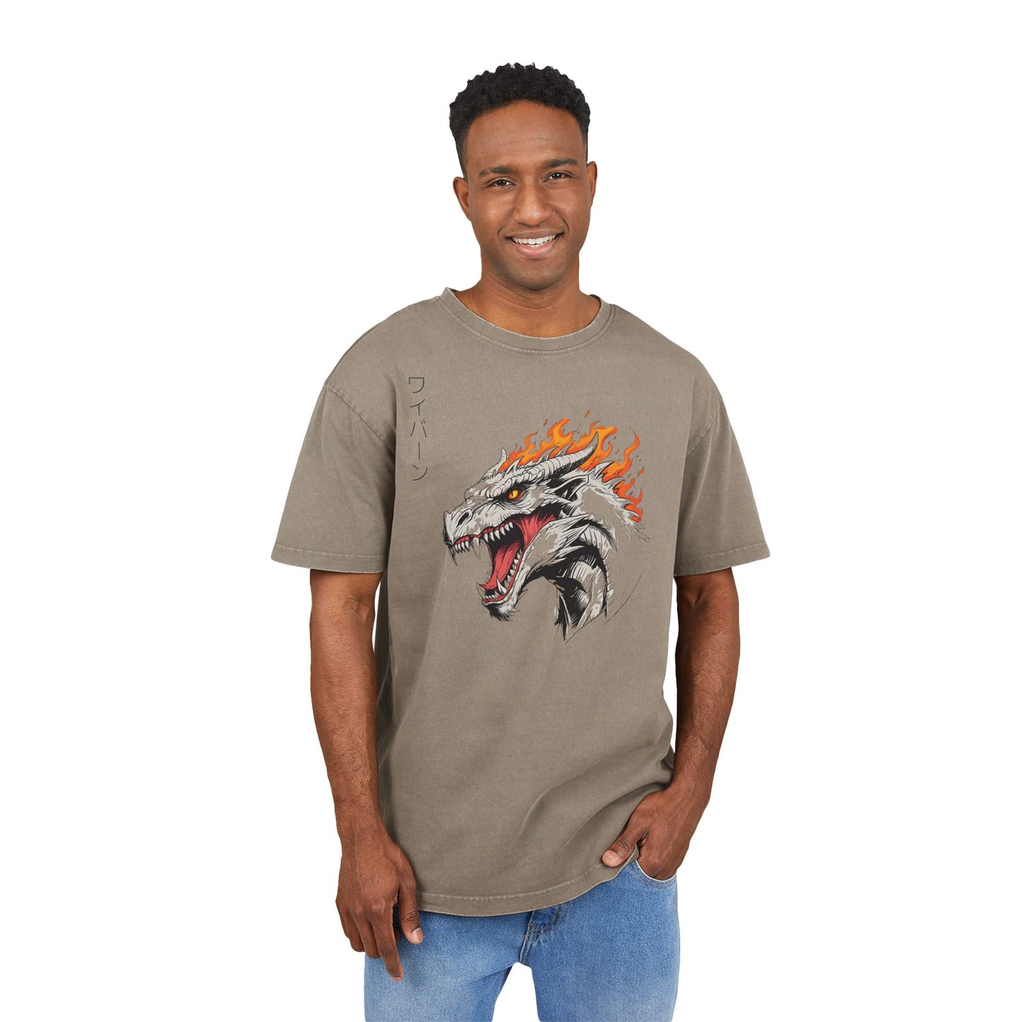 Wyvern Head Oversized Acid Washed T-Shirt