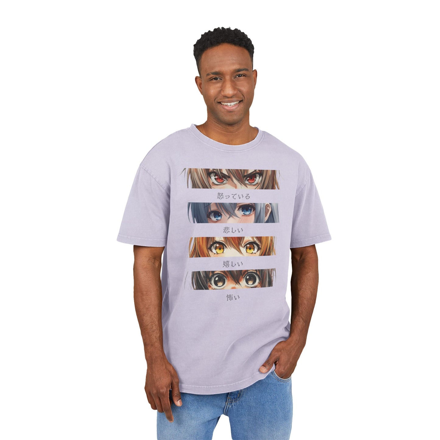 Angry/Sad/Happy/Scared Eyes Oversized Acid Washed T-Shirt