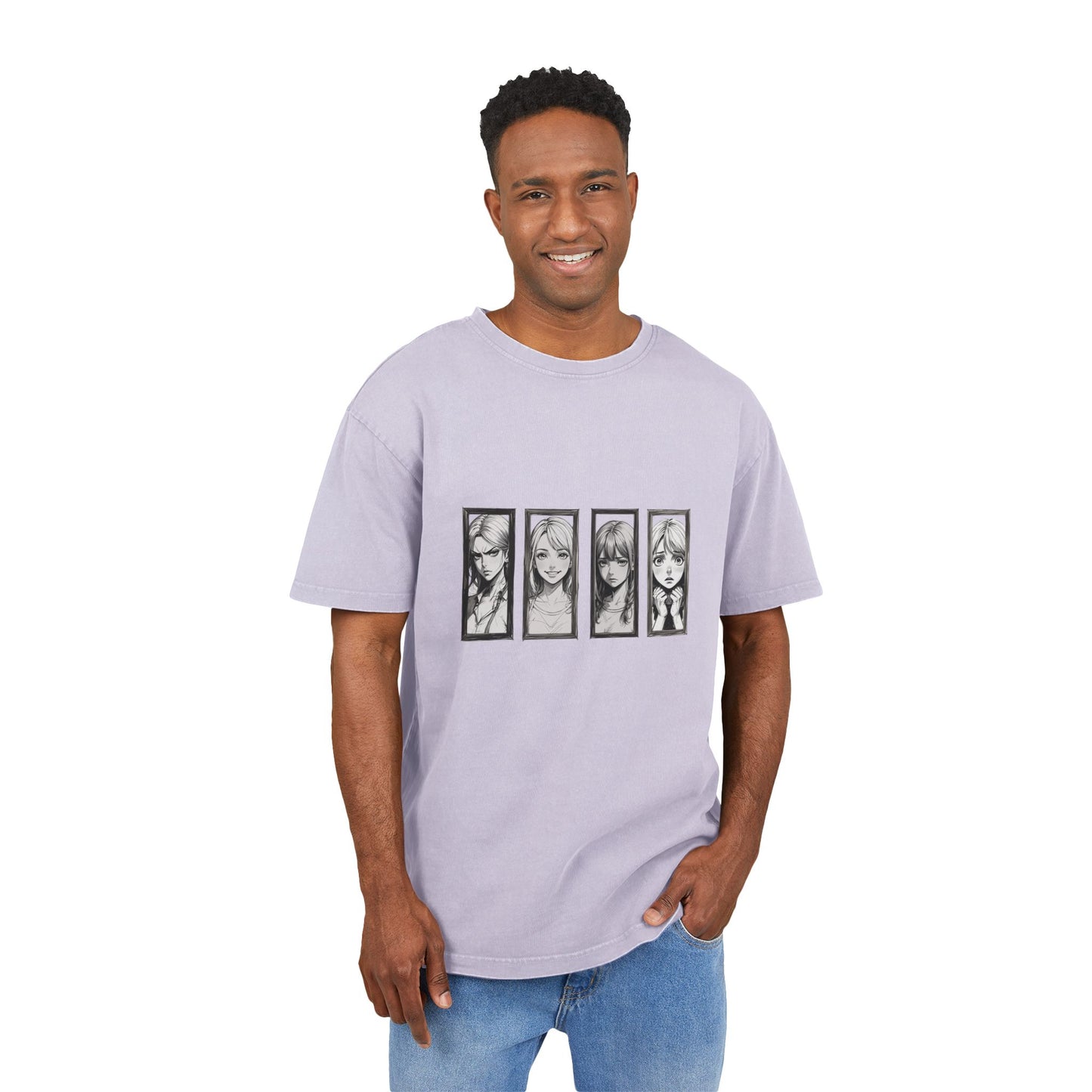 Angry/Happy/Sad/Scared girl Oversized Acid Wash T-Shirt