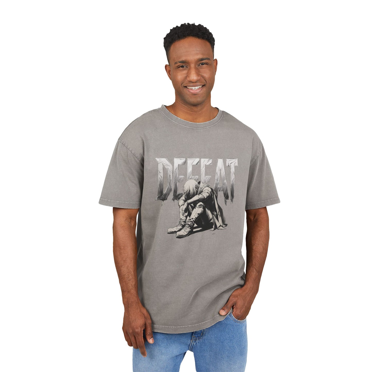 Defeated Man Oversized Acid Washed  T-Shirt