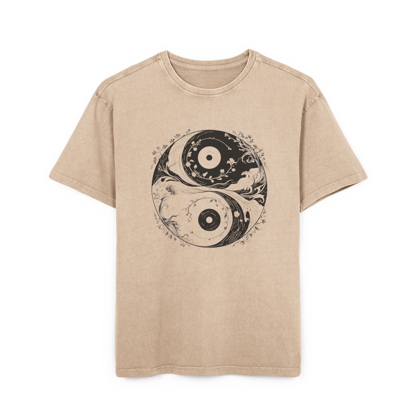 Yin and Yang Oversized Acid Washed T-Shirt