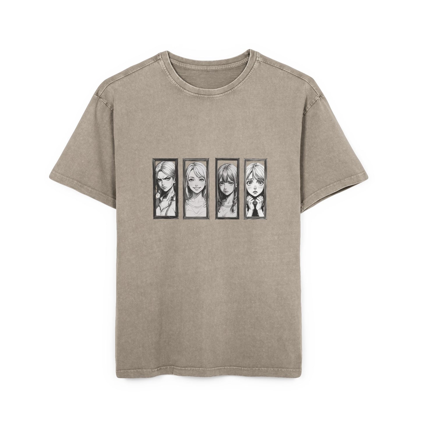 Angry/Happy/Sad/Scared girl Oversized Acid Wash T-Shirt