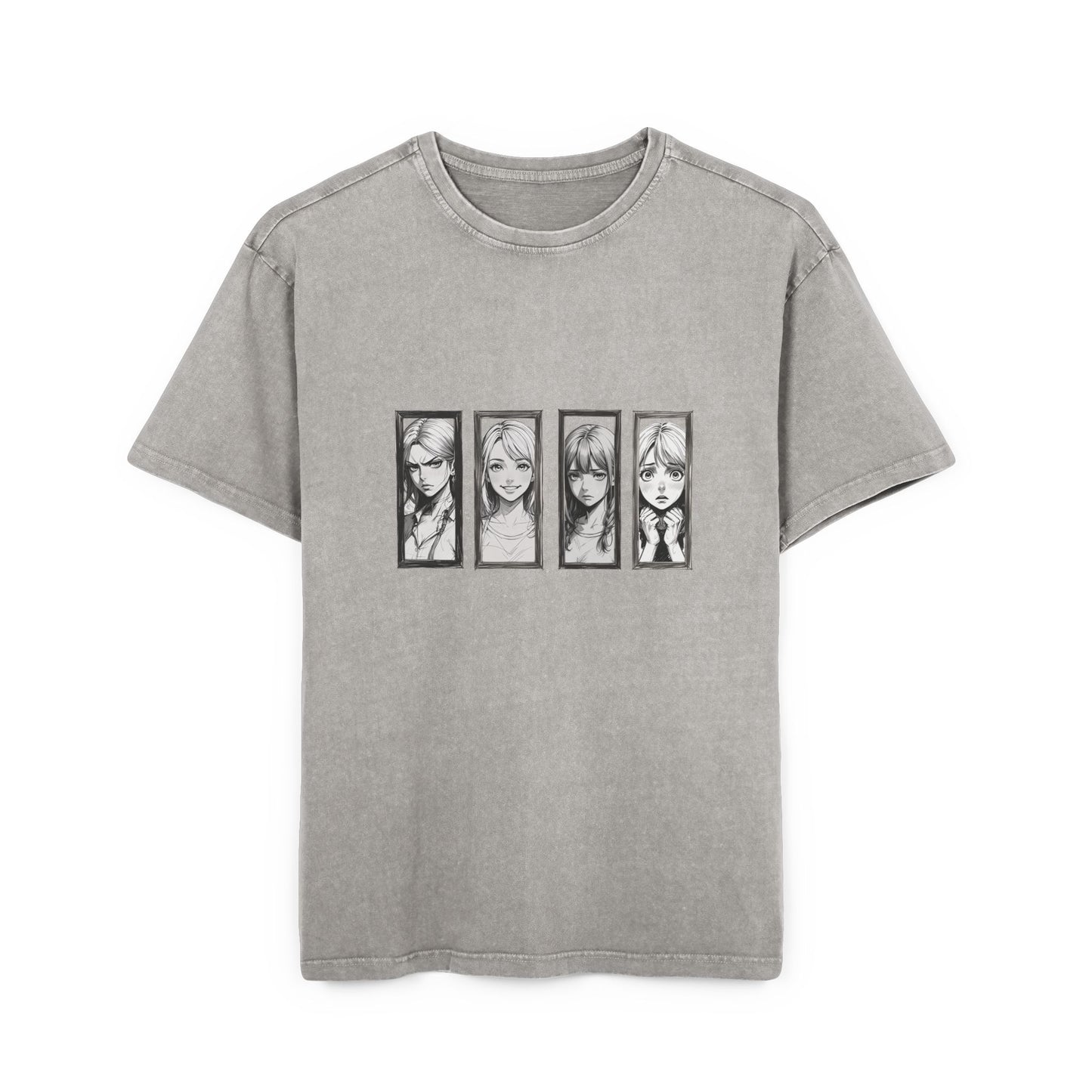 Angry/Happy/Sad/Scared girl Oversized Acid Wash T-Shirt