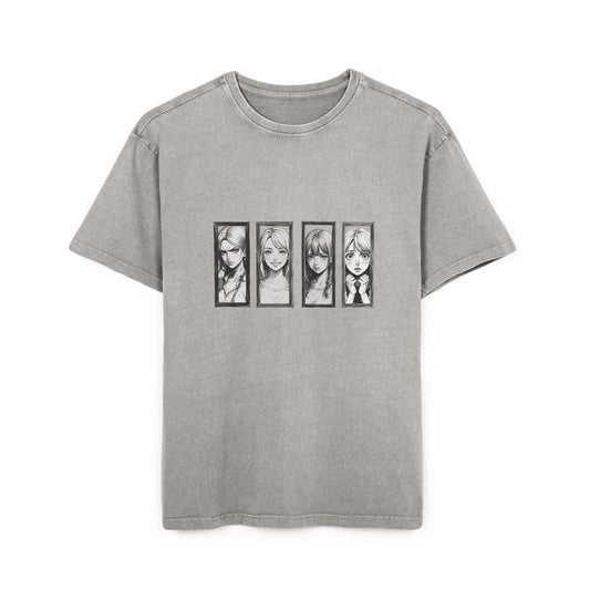 Angry/Happy/Sad/Scared girl Oversized Acid Wash T-Shirt