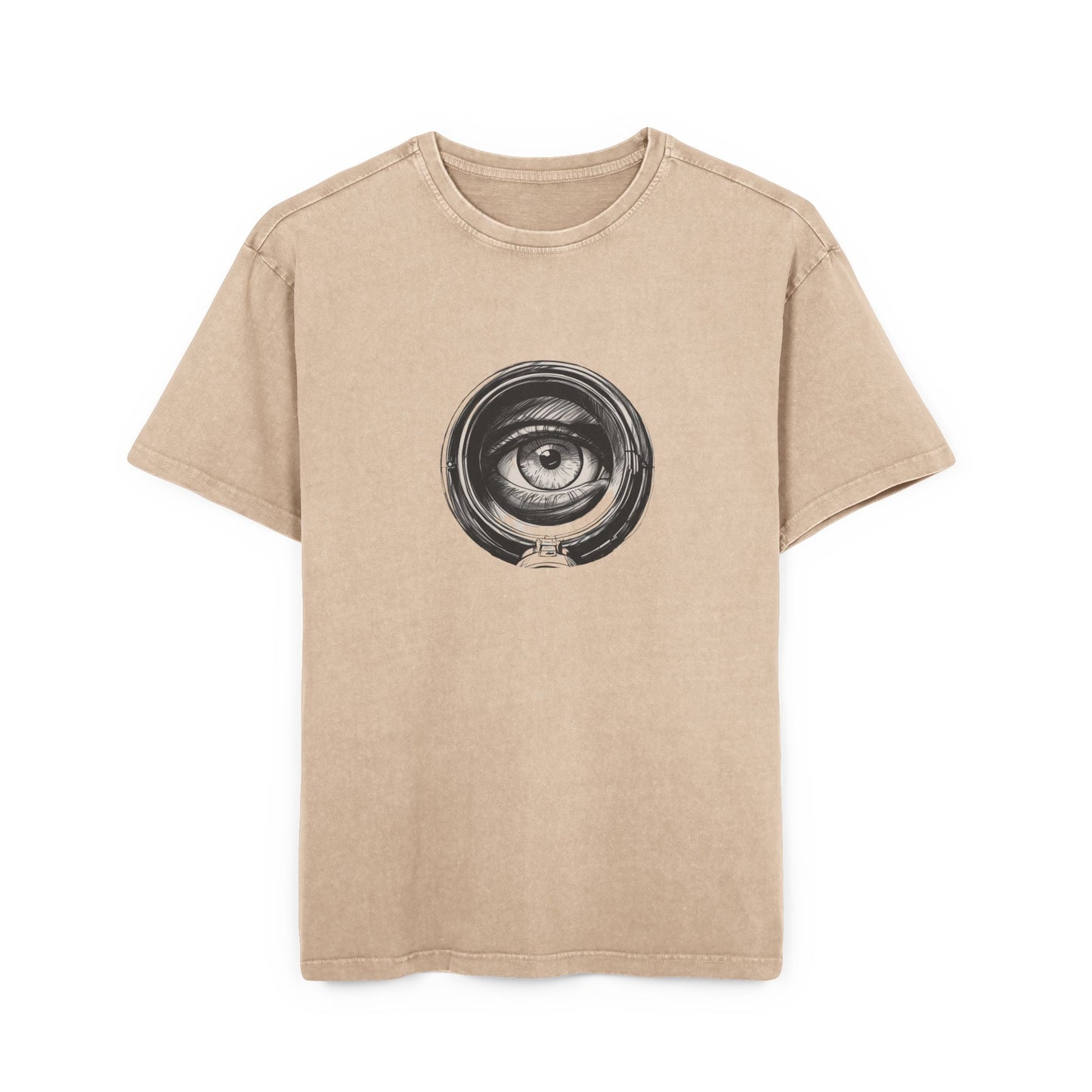 Eye Peak Through Scope Oversized Acid Washed T-Shirt