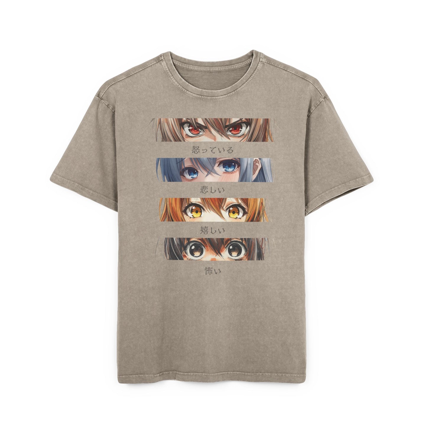 Angry/Sad/Happy/Scared Eyes Oversized Acid Washed T-Shirt