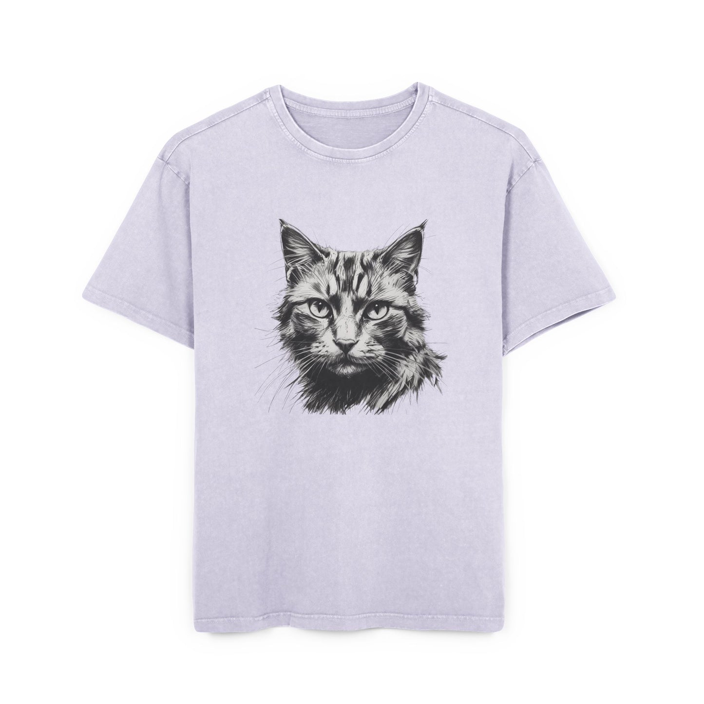 Cat's Face Oversized Acid Washed T-Shirt