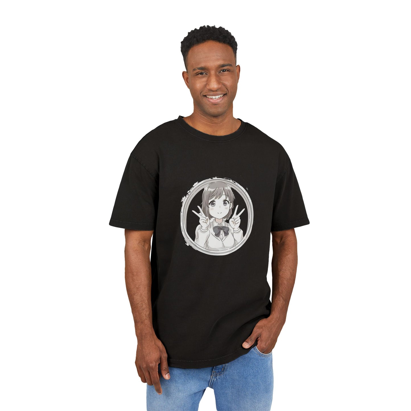Anime Girl Acid Washed Oversized T-Shirt