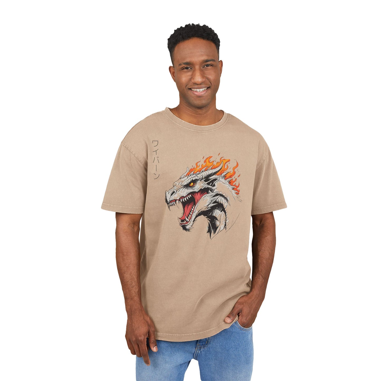 Wyvern Head Oversized Acid Washed T-Shirt