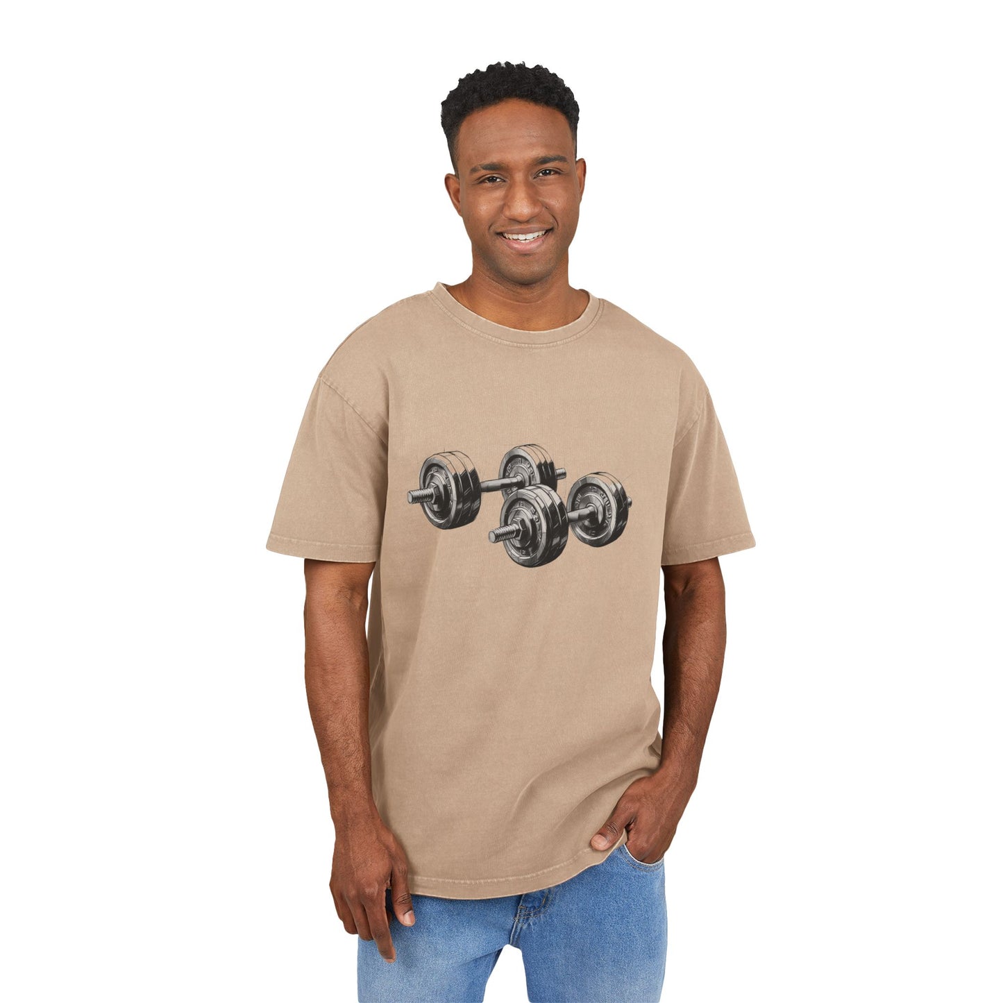 Dumbbells Oversized Acid Washed T-Shirt