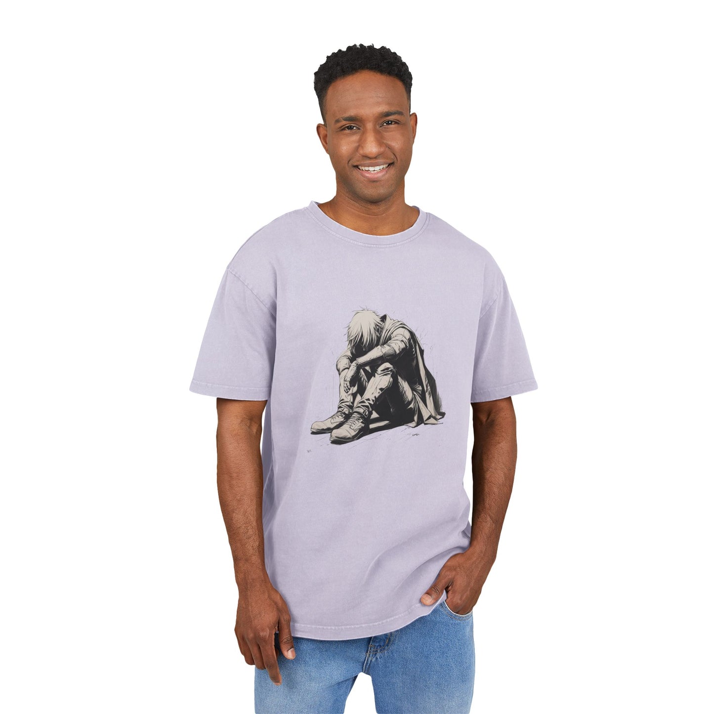 Defeated Man Oversized Acid Washed  T-Shirt