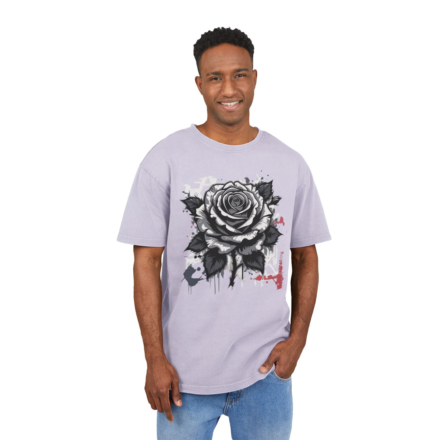 Grey Rose Oversized Acid Washed T-Shirt