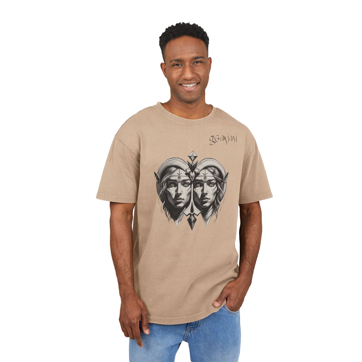 Gemini Oversize Acid Washed T-Shirt
